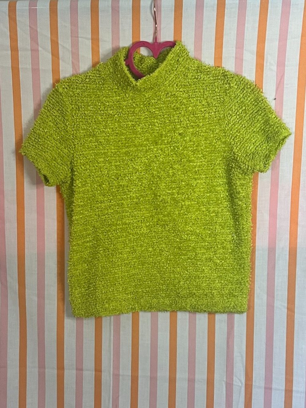 Vintage Fuzzy Green Mock Neck